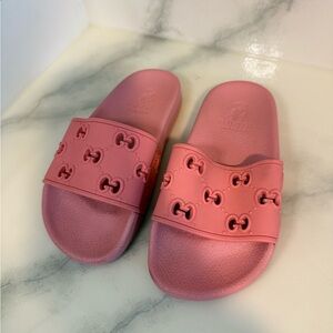 Gucci Pink Slide Persuit Sandals Slides Girls 5